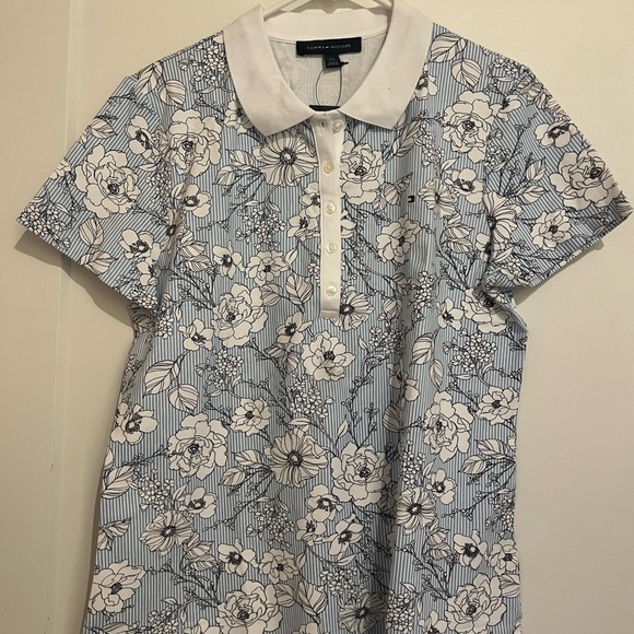 Tommy Hilfiger NWT Women's Printed Short-Sleeve Polo Shirt - Picture 1 of 7